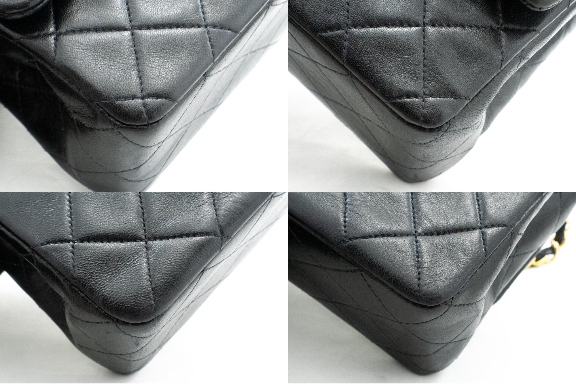 CHANEL Classic Double Flap 10 Chain Shoulder Bag Black Lambskin k66 –  hannari-shop
