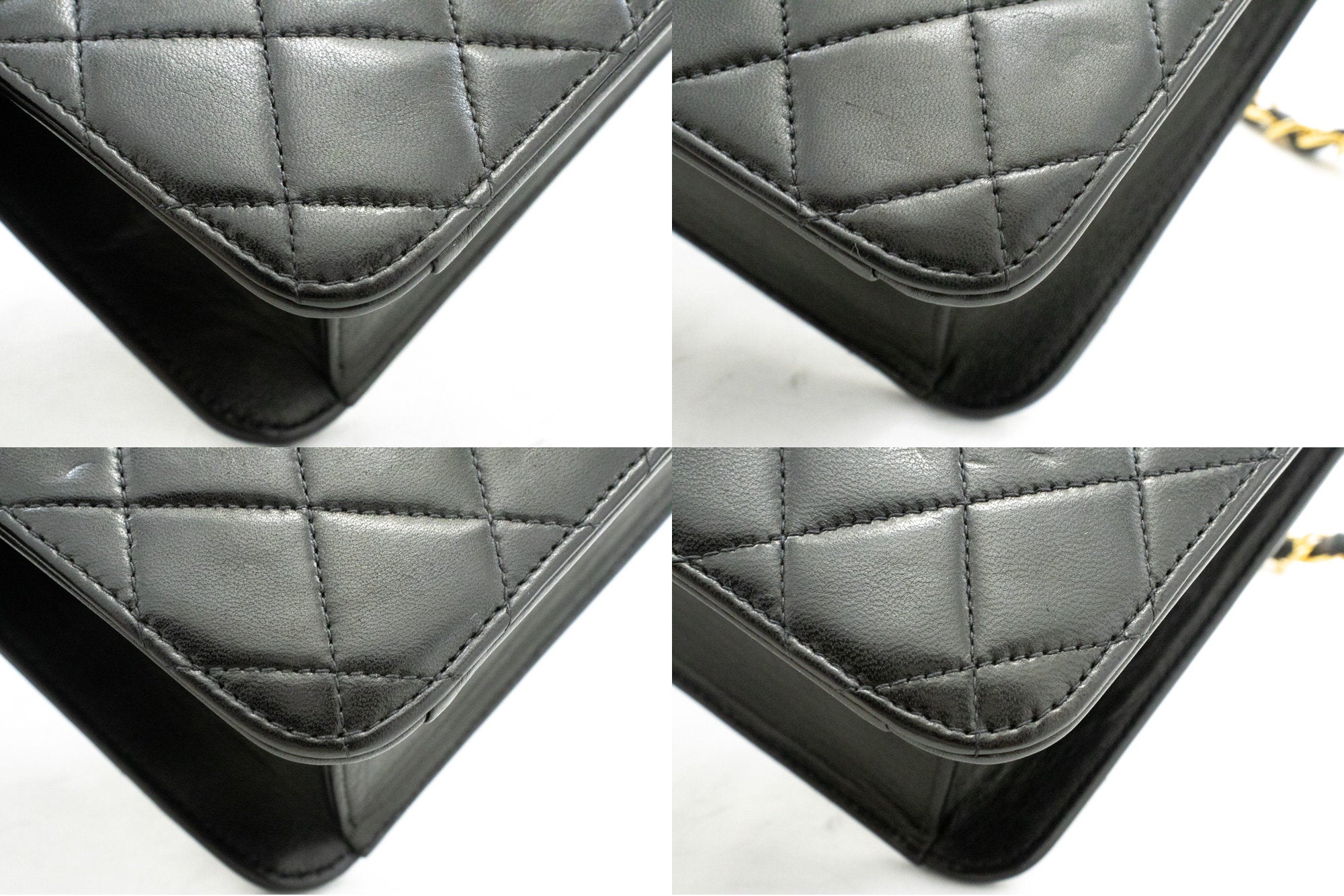 Chanel Classic Flap Micro Chain Pochette Bag Pouch Black Lambskin 1776930  99082
