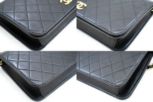 CHANEL Full Flap Chain Shoulder Bag Clutch Black Quilted Lambskin m06 hannari-shop