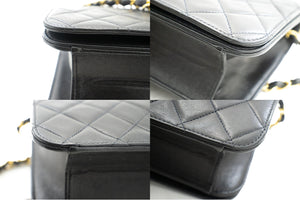 CHANEL Full Flap Chain Shoulder Bag Clutch Μαύρο καπιτονέ αρνίσιο δέρμα k19 hannari-shop