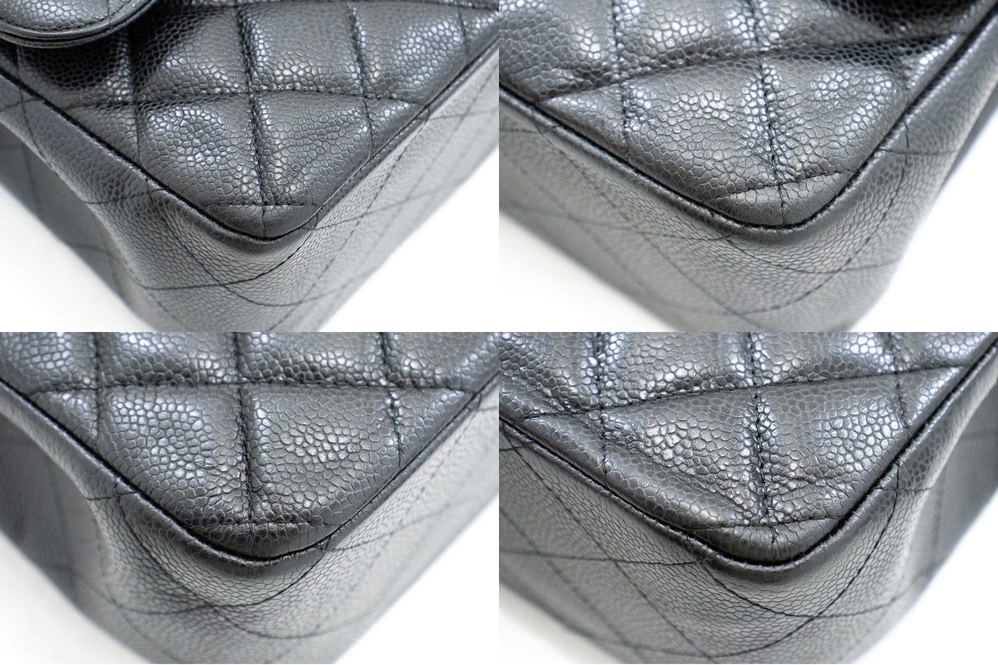 CHANEL Schultertasche Large Chain aus genarbtem Kalbsleder mit W-Flap SV Classic L06 hannari-shop
