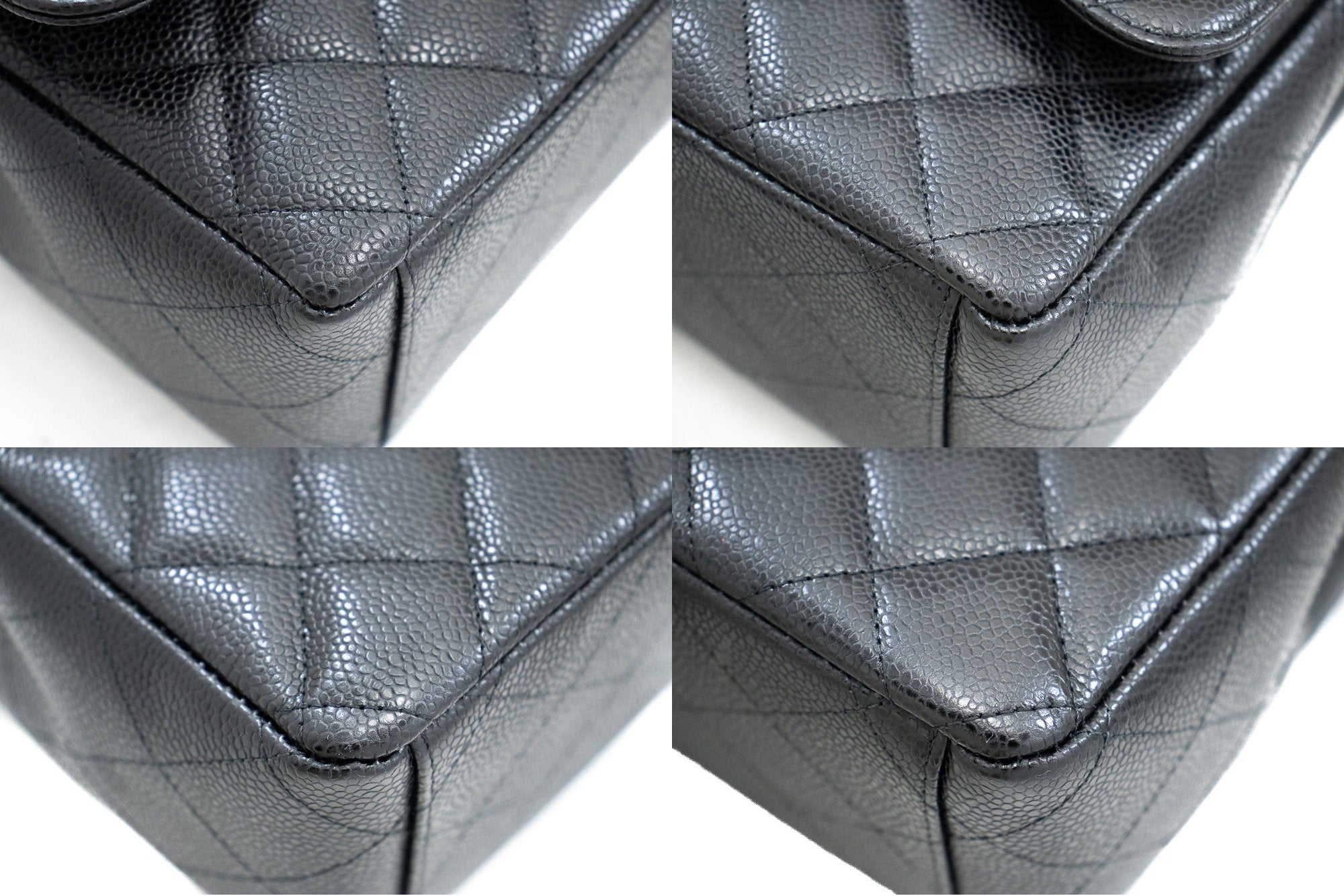CHANEL Maxi Classic Handbag Grained Calfskin Double Flap Chain Shoulde –  hannari-shop
