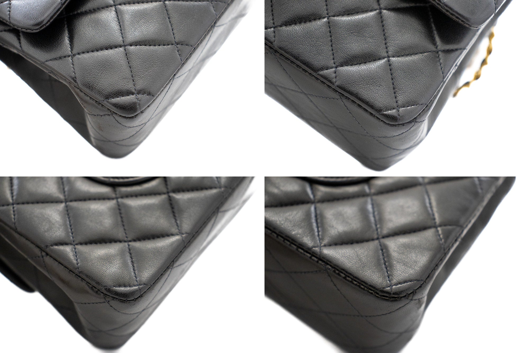 CHANEL Classic Double Flap 10 Chain Shoulder Bag Black Lambskin