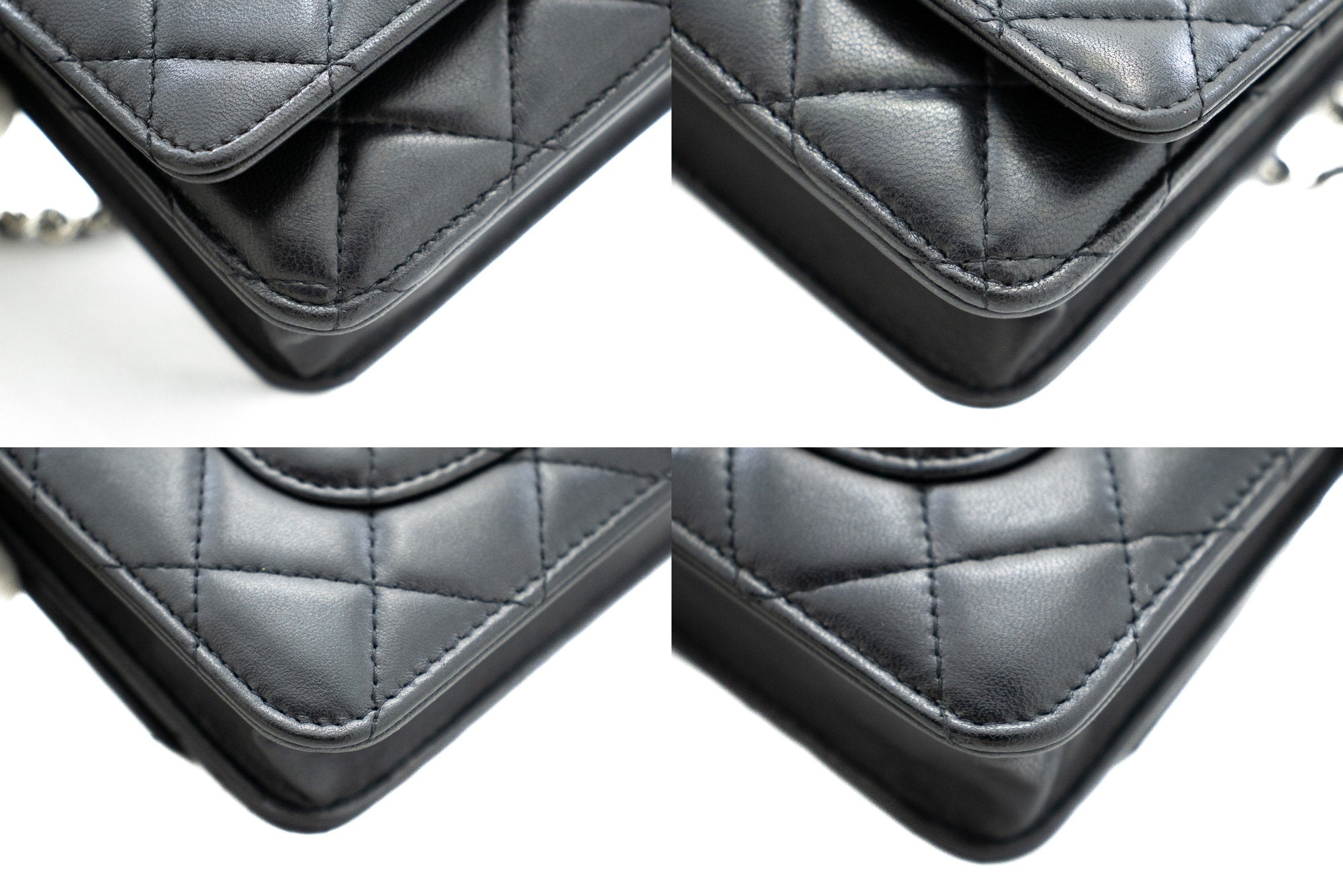 CHANEL Black Classic Wallet On Chain WOC Shoulder Bag Lambskin j46 –  hannari-shop