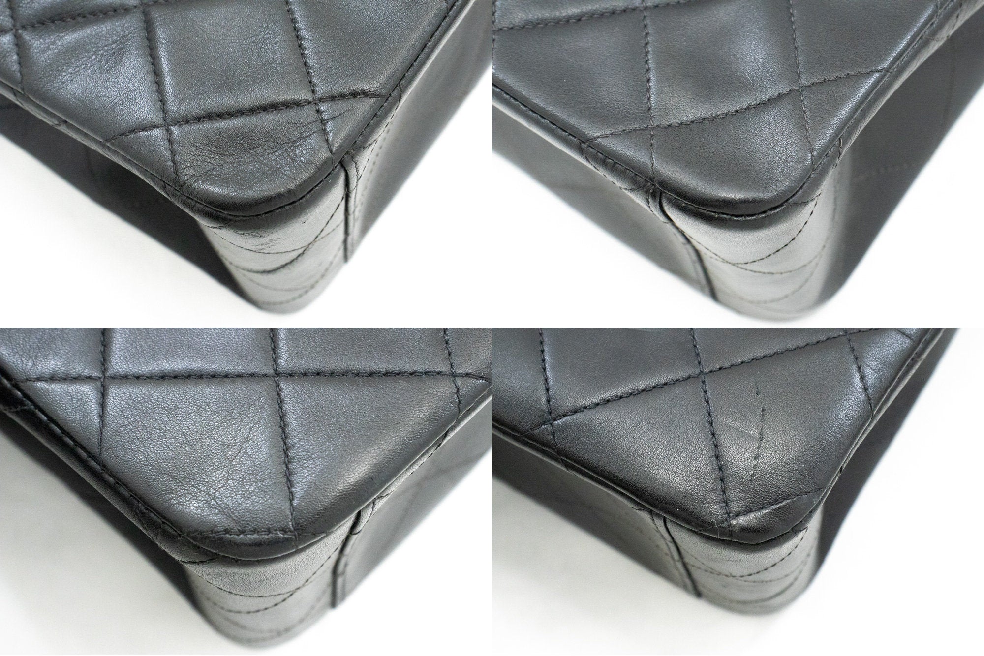 Chanel Classic Large 13 Flap Chain Shoulder Bag Black Lambskin J58