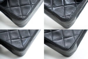 CHANEL Klassieke schoudertas met dubbele flap en ketting van 10 cm Zwart lamsleer L69 hannari-shop