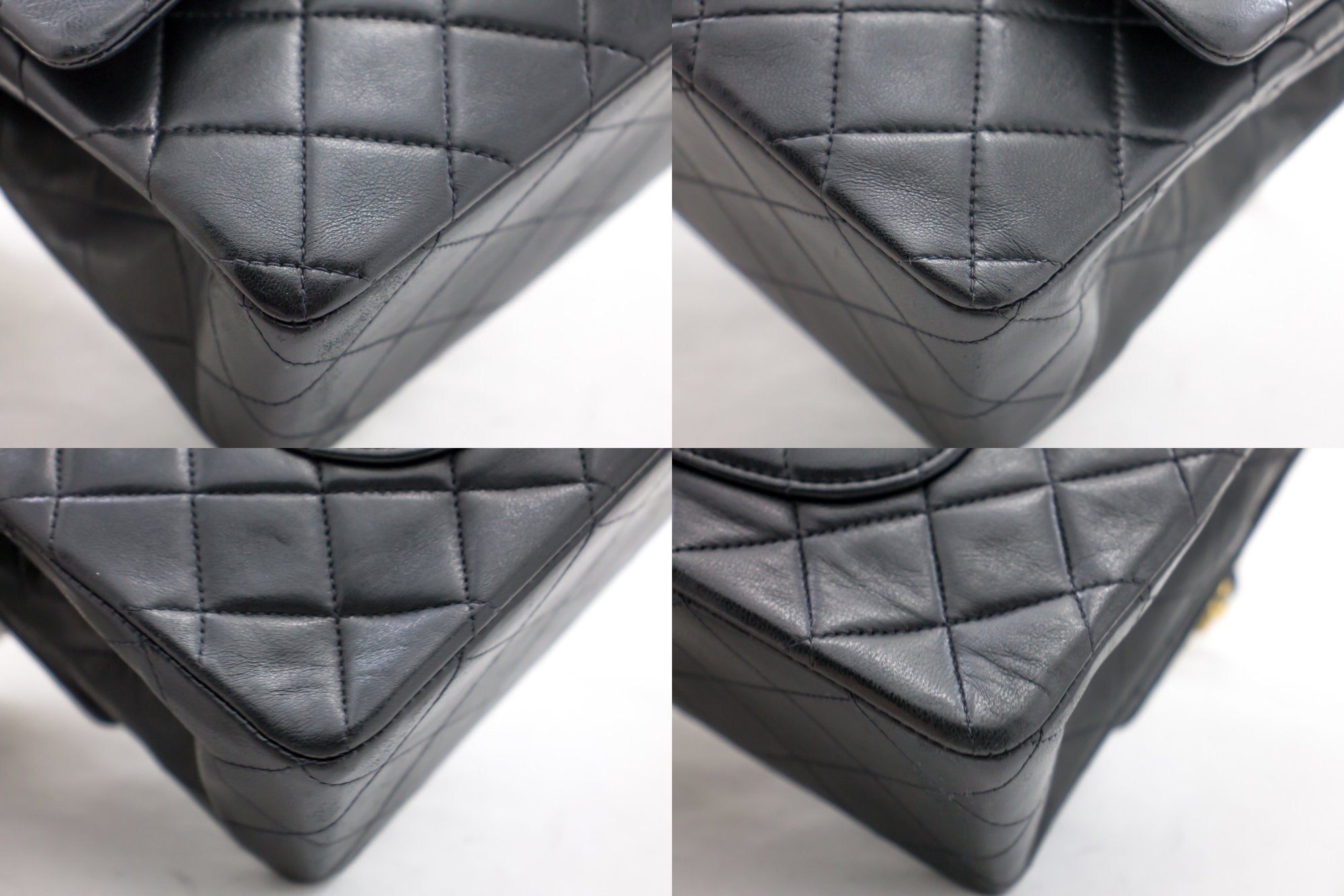 CHANEL 2.55 Double Flap Square Chain Shoulder Bag Black Lambskin h72 –  hannari-shop