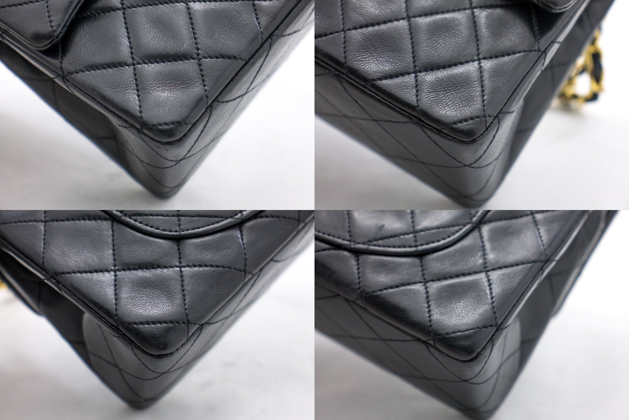 CHANEL 2.55 Double Flap 9 Chain Shoulder Bag Black Lambskin Quilt b54 –  hannari-shop