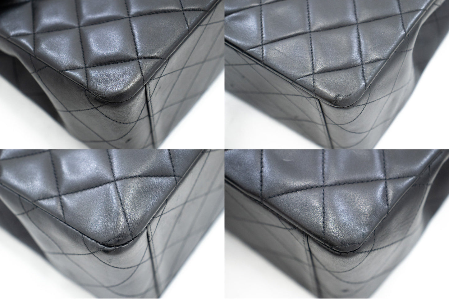 CHANEL Classic Large Borsa a Spalla con Tracolla a Catena e Patta 33 cm in Agnello Nero j74 hannari-shop