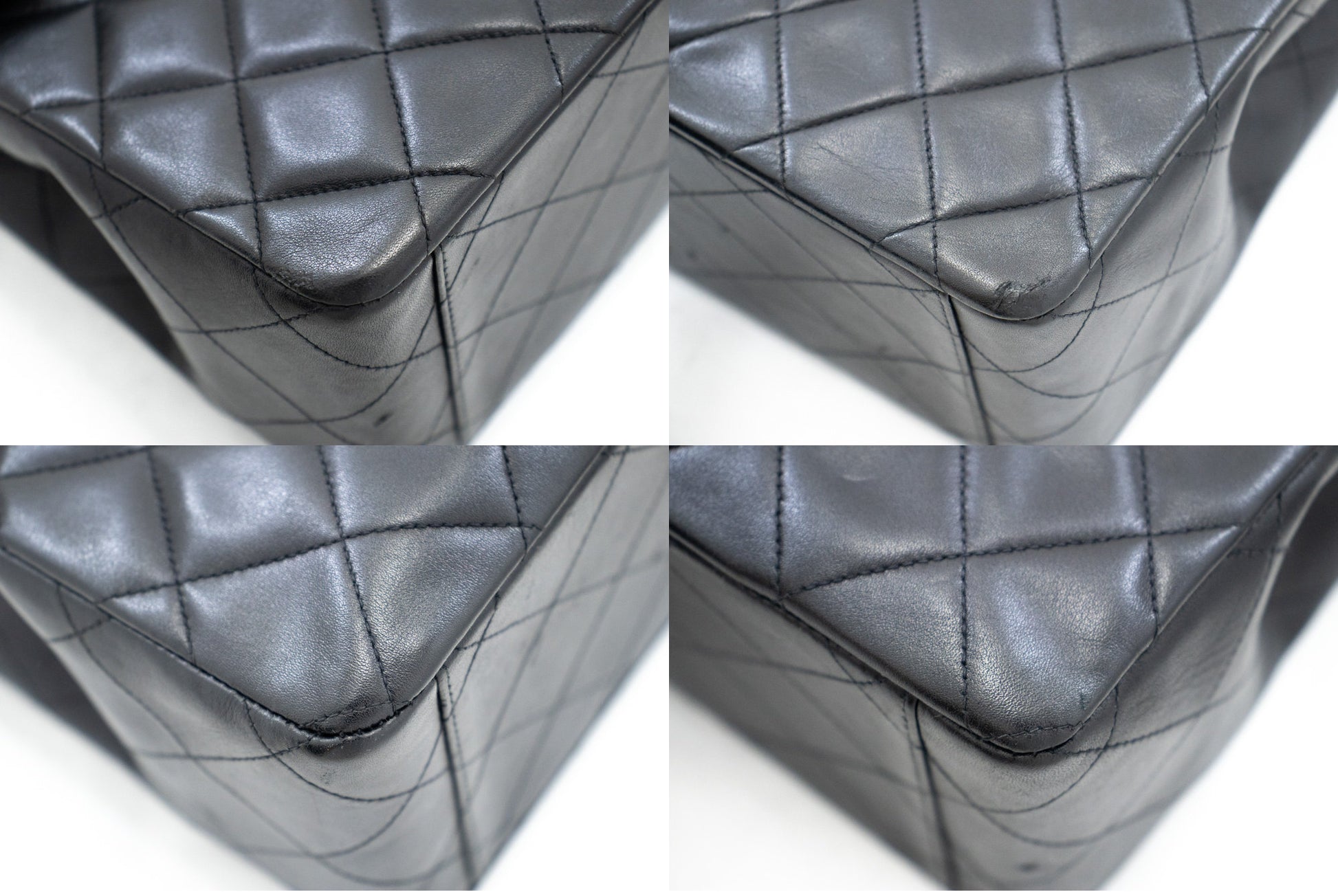 CHANEL Classic Large Borsa a Spalla con Tracolla a Catena e Patta 33 cm in Agnello Nero j74 hannari-shop