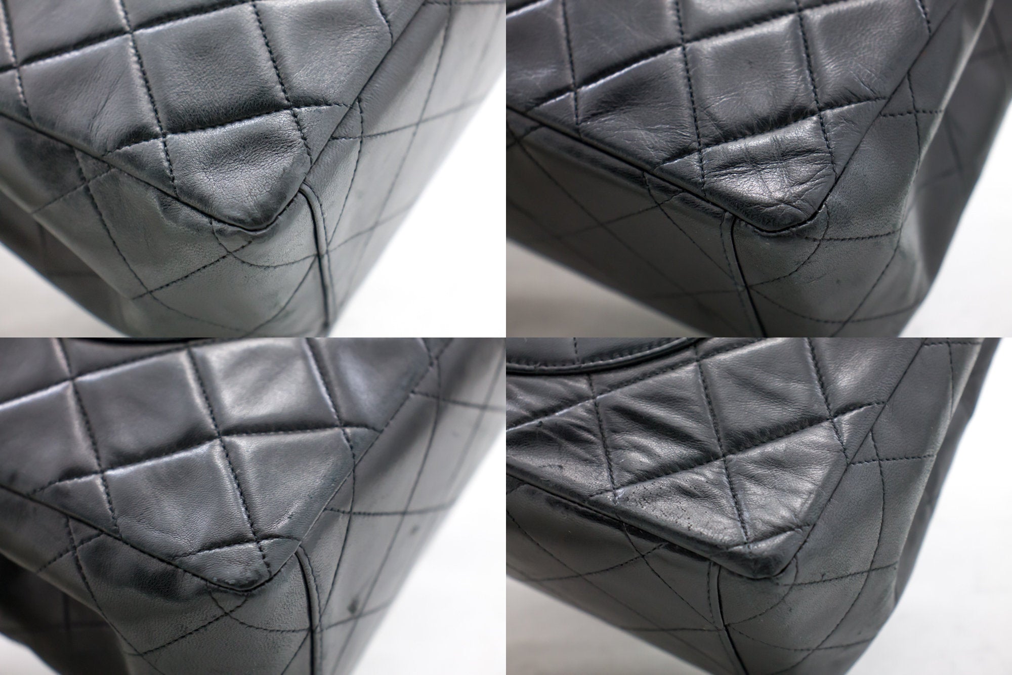 CHANEL Classic Large 11 Chain Shoulder Bag Flap Black Lambskin L10 
