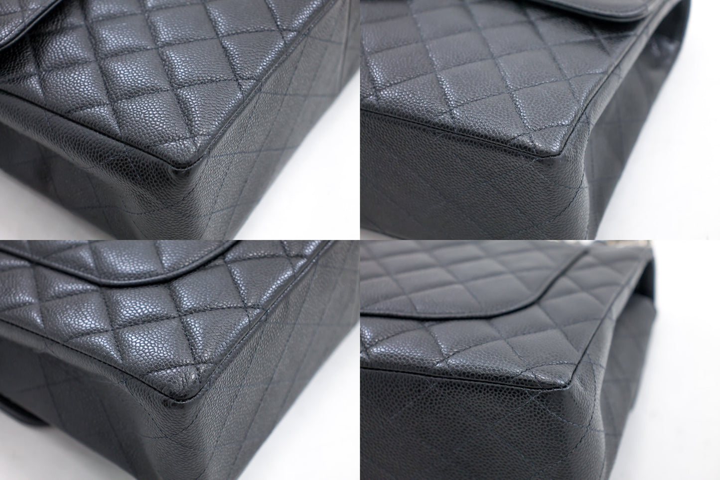 CHANEL Große Classic Handtasche mit Kettenriemen, Schultertasche, Klappe, Schwarz, Caviar-Leder g66 hannari-shop