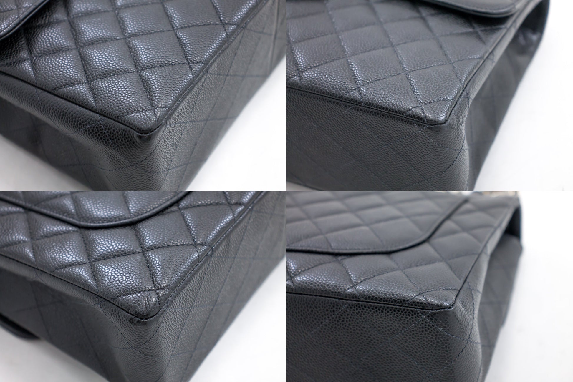 CHANEL Große Classic Handtasche mit Kettenriemen, Schultertasche, Klappe, Schwarz, Caviar-Leder g66 hannari-shop