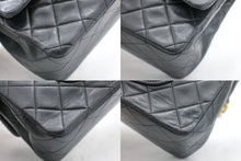 CHANEL Classic Double Flap 10" Chain Rain Bag Black Lambskin i70 hannari-shop