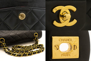 CHANEL Classic Double Flap 9" Chain Skuldertaske Sort Lammeskind k42 hannari-shop