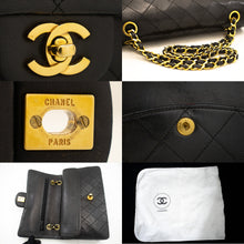 Τσάντα ώμου με μεσαία αλυσίδα CHANEL Classic Double Flap Black Lamb L37 hannari-shop