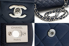 CHANEL Navy Caviar Dobbelt Flap Kæde Skuldertaske Quiltet Læder j44 hannari-shop