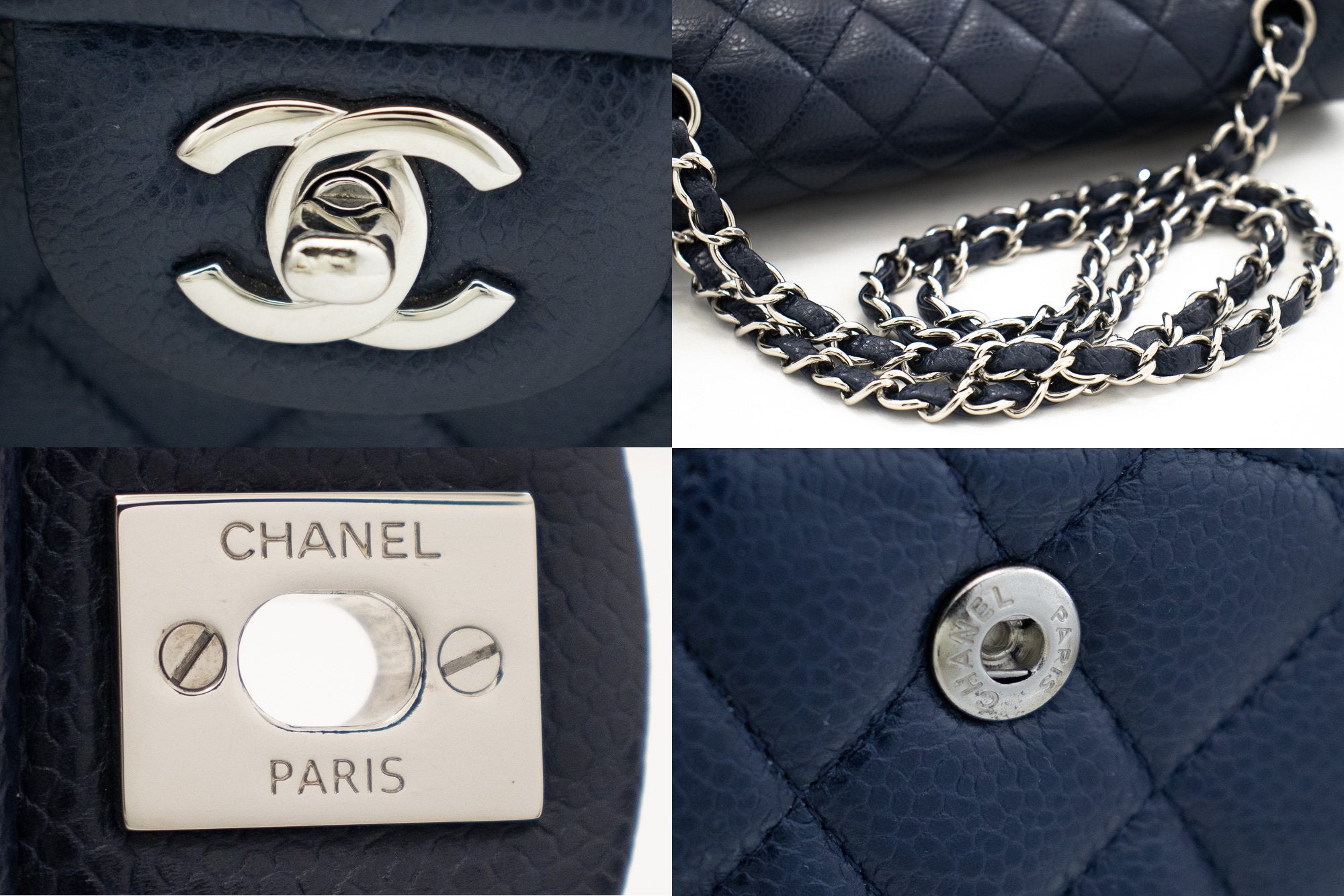 CHANEL Caviar Quilted Small Pouch Navy | FASHIONPHILE