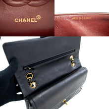 CHANEL Classic Double Flap 10" Chain Shoulder Bag Black Lambskin L77 hannari-shop