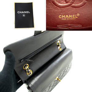 CHANEL Classic Double Flap 9" Chain Shoulder Bag Black Lambskin m67 hannari-shop