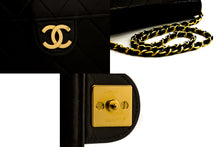 CHANEL Taška přes rameno s malou řetězovou spojkou, černá prošívaná klopa, jehněčí kůže d22 hannari-shop