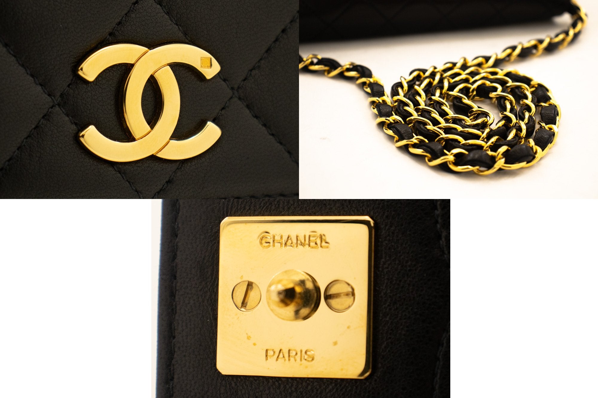 CHANEL Diana Flap Chain Shoulder Bag Black Quilted Lambskin Purse k35 –  hannari-shop