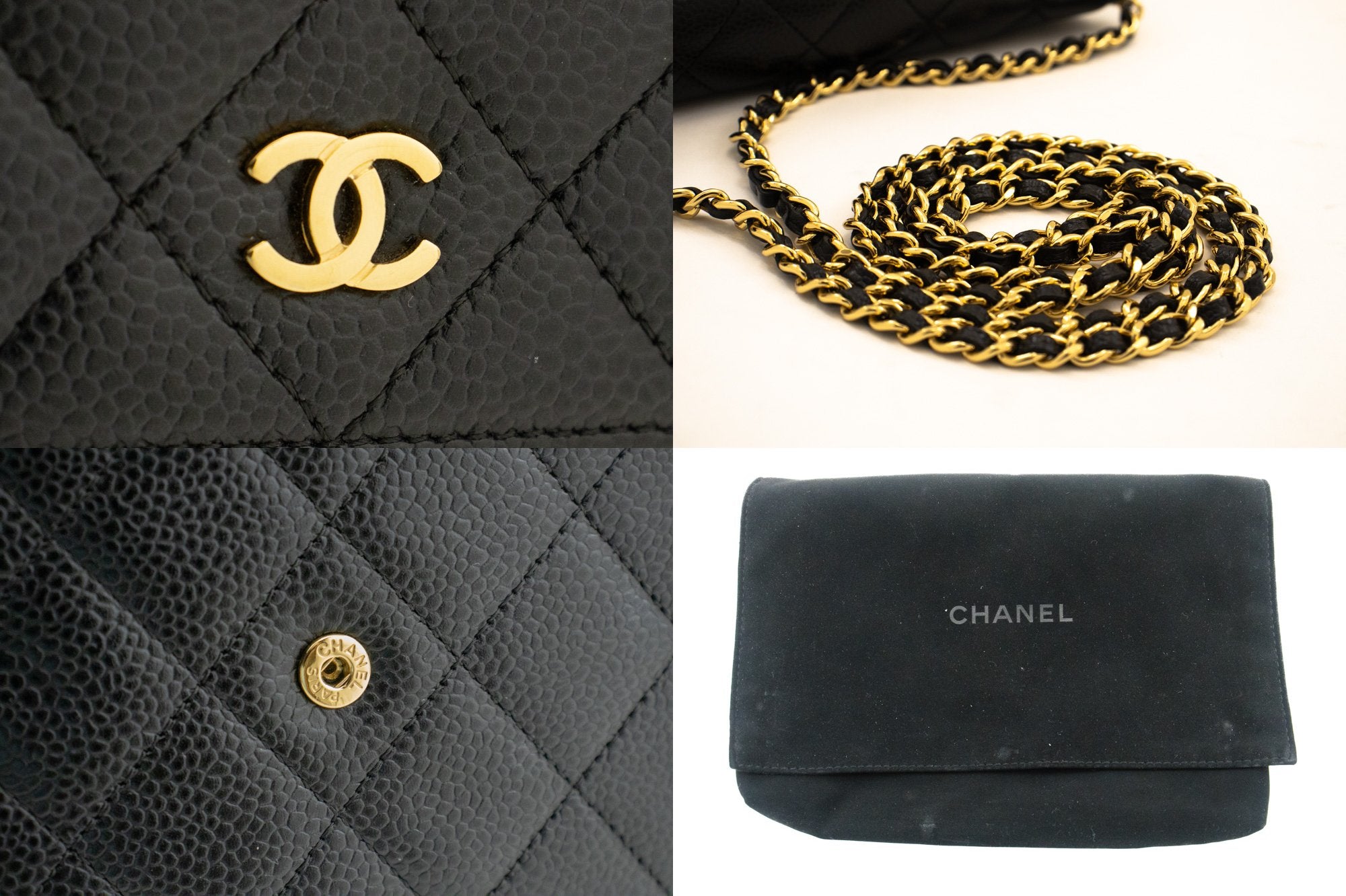 CHANEL Caviar Wallet On Chain WOC Black Shoulder Bag Crossbody L22 –  hannari-shop