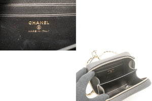 CHANEL Micro Caviar Grained Calfskin Chain Shoulder Bag Black Zip L82 hannari-shop