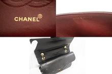CHANEL Classic Double Flap 10" Chain Shoulder Bag Black Lambskin j92 hannari-shop