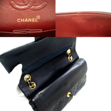 CHANEL NAVY Classic Double Flap 9" Chain Shoulder Bag Lambskin m08 hannari-shop