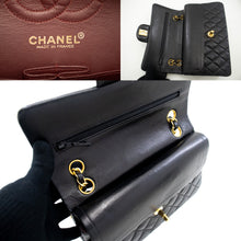 CHANEL Classic Double Flap 9" Chain Shoulder Bag Black Lambskin L62 hannari-shop