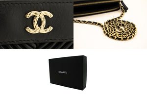 CHANEL V-Stitch Lambskin Wallet On Chain WOC Double Zip Chain Bag L14 hannari-shop