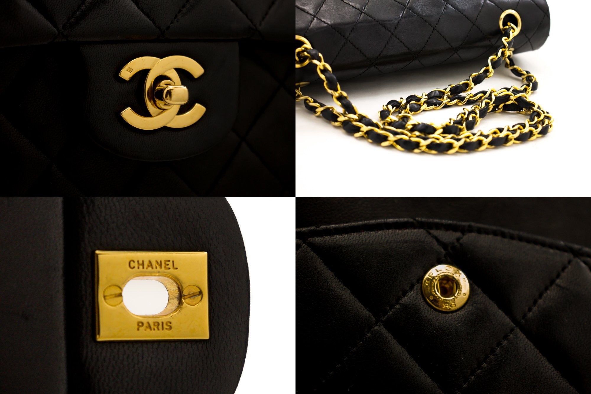 CHANEL Jumbo 13 Maxi 2.55 Flap Chain Shoulder Bag Black Lambskin d66 –  hannari-shop