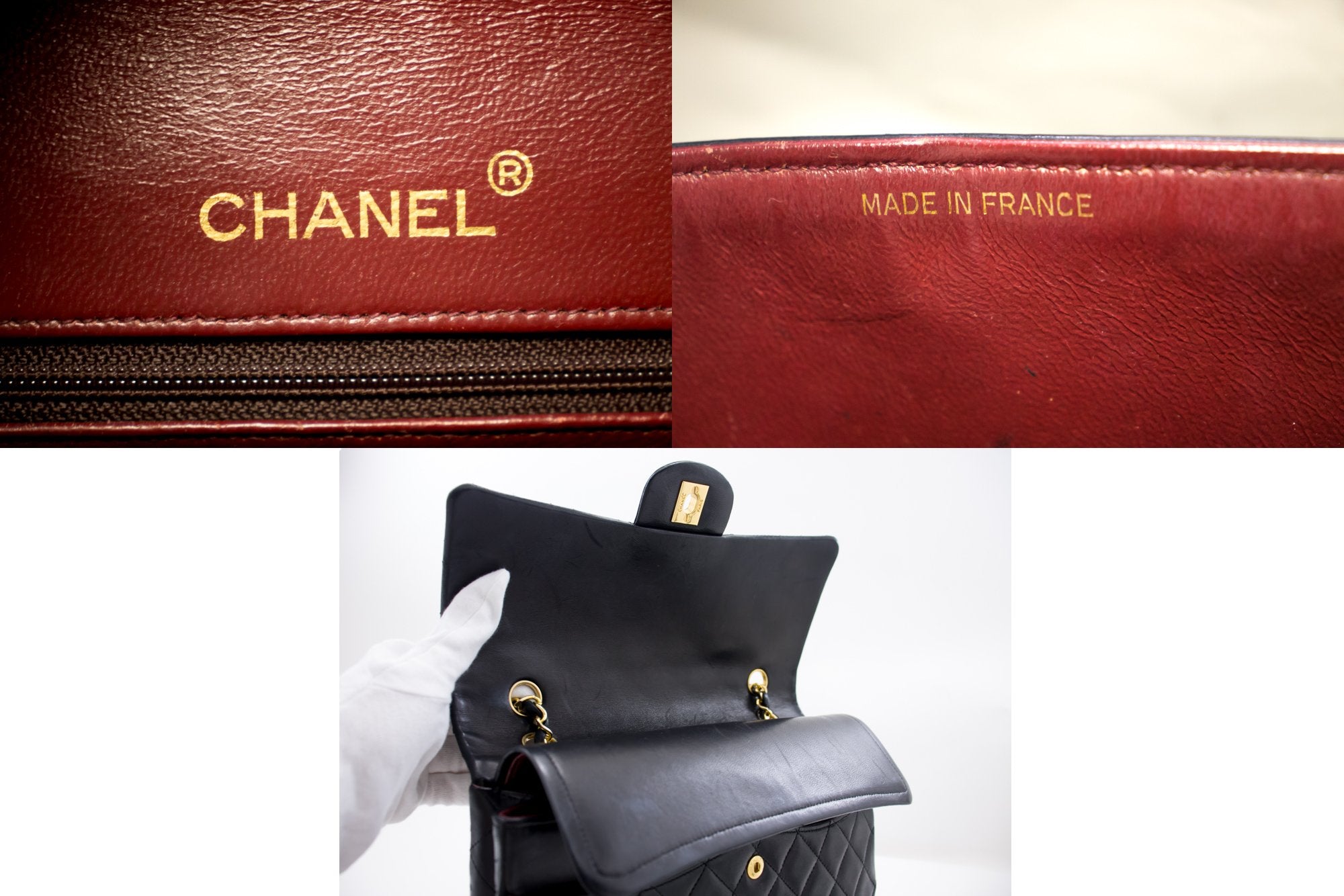 Chanel 2.55 Double Flap Square Chain Shoulder Bag Black Lambskin H72