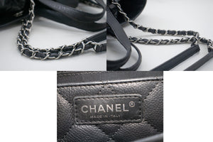 CHANEL 2-weg ketting schoudertas handtas draagtas zwart kaviaar gewatteerd L64 hannari-shop