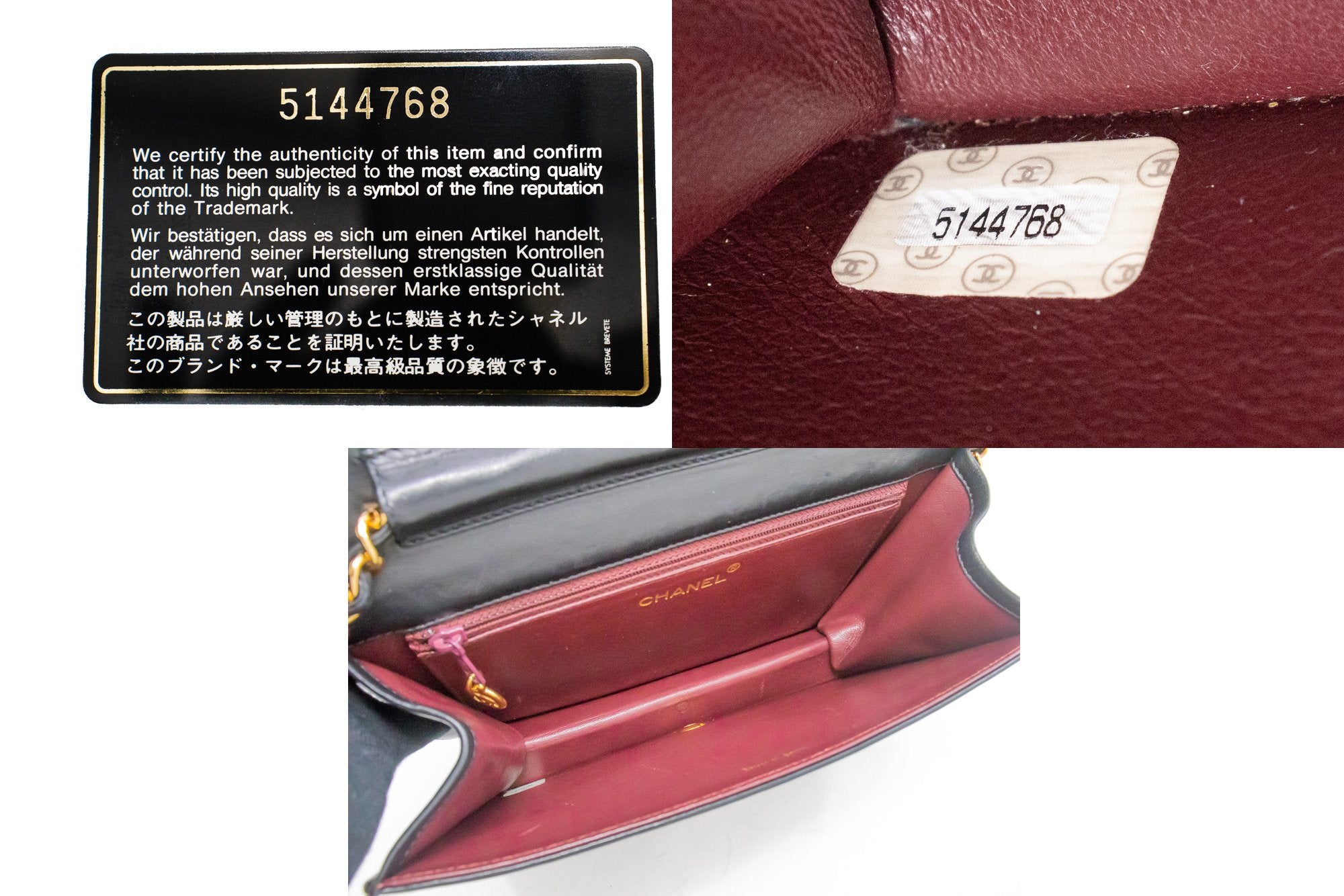 CHANEL Full Flap Chain Shoulder Bag Clutch Black Quilted Lambskin k18 –  hannari-shop