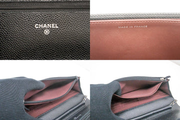 CHANEL Caviar Wallet On Chain WOC Black Shoulder Bag Crossbody k38 – hannari -shop