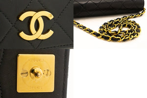 CHANEL Full Flap Chain Skuldertaske Clutch Sort Quiltet lammeskind k08 hannari-shop