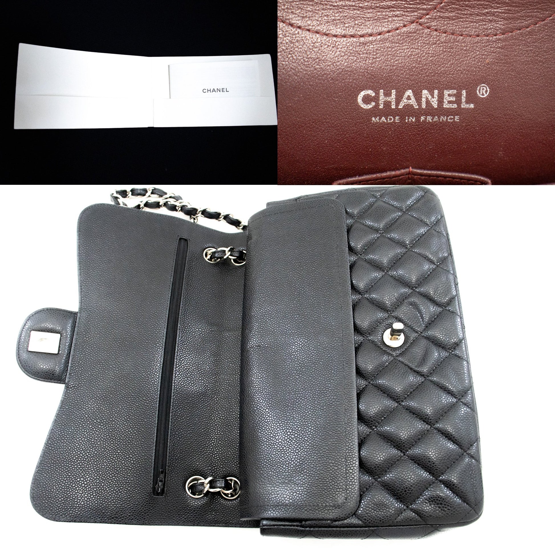 CHANEL Schultertasche Large Chain aus genarbtem Kalbsleder mit W-Flap SV Classic L06 hannari-shop