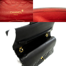 CHANEL Classic Double Flap 9" Chain Shoulder Bag Black Lambskin L98 hannari-shop
