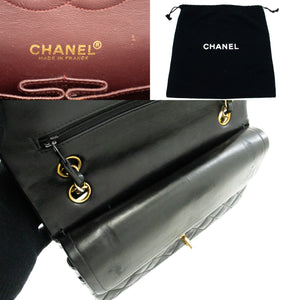 CHANEL Classic Double Flap Medium Chain Shoulder Bag Black Lamb k61 hannari-shop