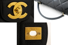 CHANEL Caviar Håndtaske Top Håndtag Taske Kelly Sort Flap Læder Guld k75 hannari-shop