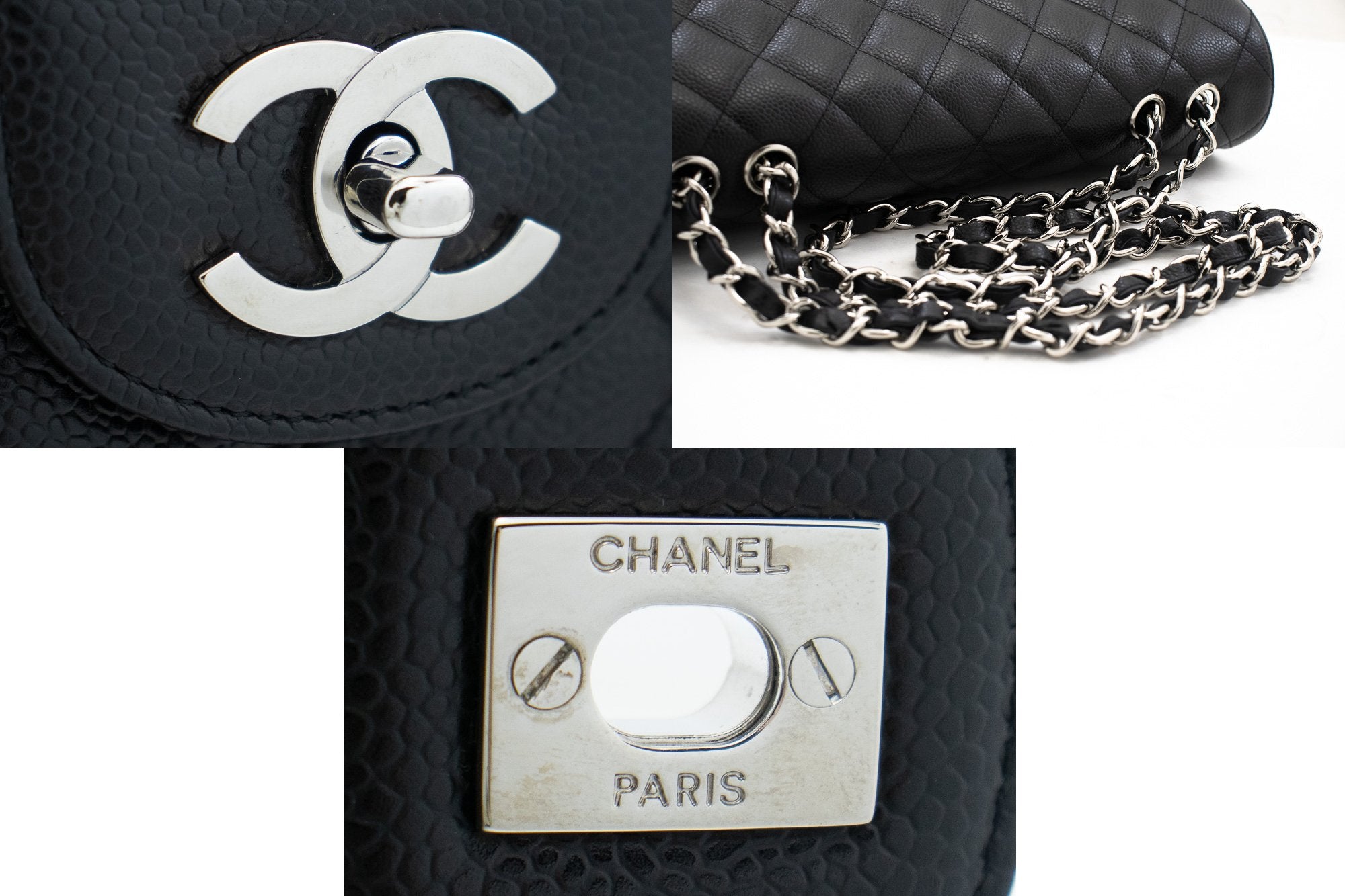 CHANEL Classic Large 11 Caviar Grained Calfskin Flap Shoulder Bag j54 –  hannari-shop