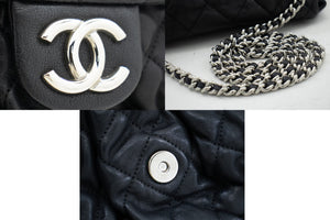 CHANEL Chain Around Shoulder Bag Crossbody Black Calfskin Leather k16 hannari-shop