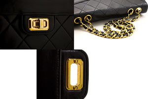 CHANEL Vintage Classic Chain Shoulder Bag Black Quiltted Flap Lamb c20 hannari-shop