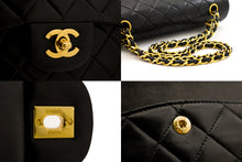 CHANEL Classic Double Flap 10" Chain Shoulder Bag Black Lambskin i71 hannari-shop