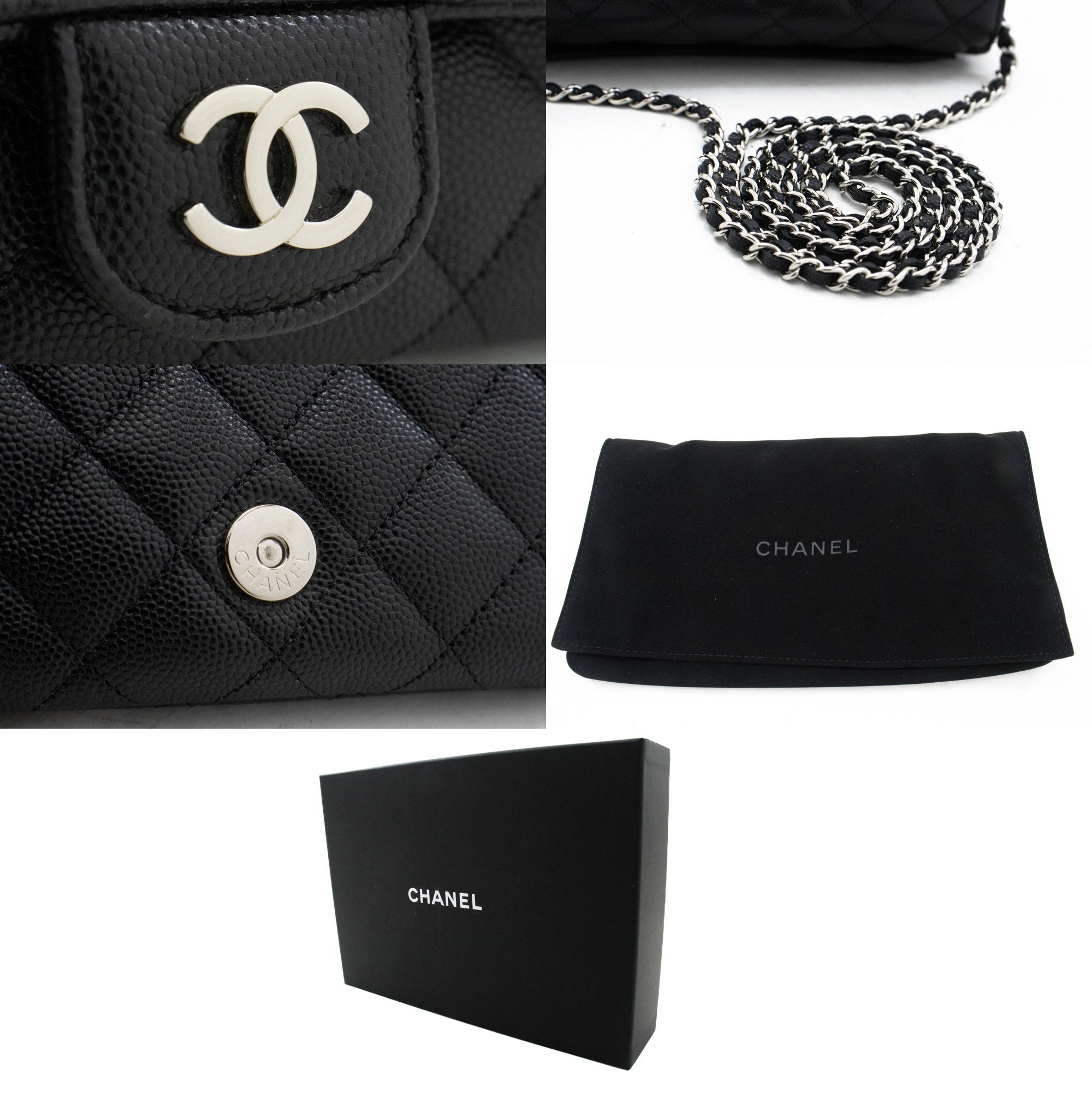 chanel mini flap wallet on chain caviar