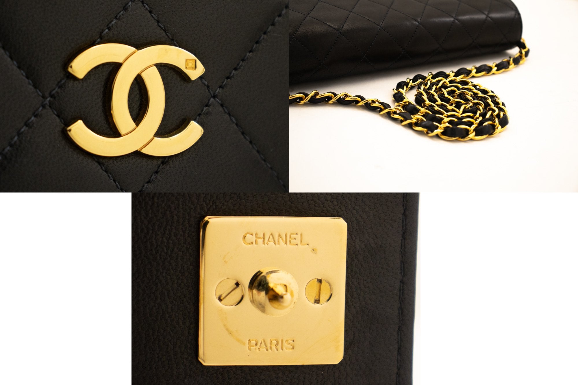 Chanel Metallic Gold Chevron Lambskin Envelope Flap Mini