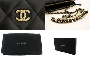 CHANEL Lambskin Pearl Wallet On Chain WOC Double Zip Chain Bag L17 hannari-shop