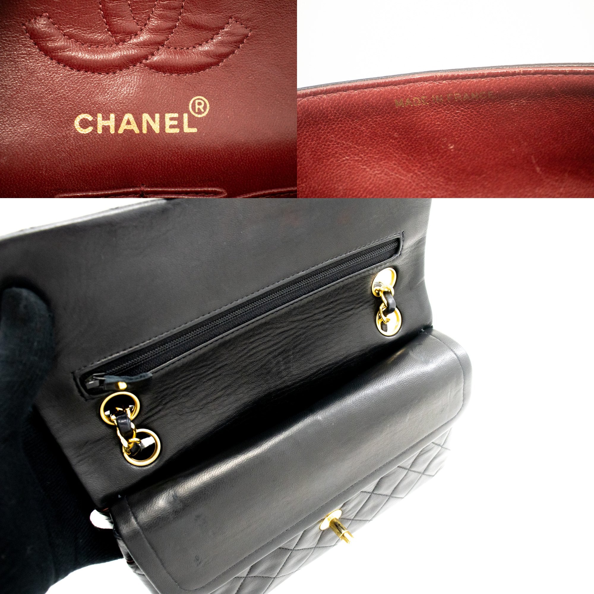 CHANEL Classic Double Flap 9 Chain Shoulder Bag Black Lambskin